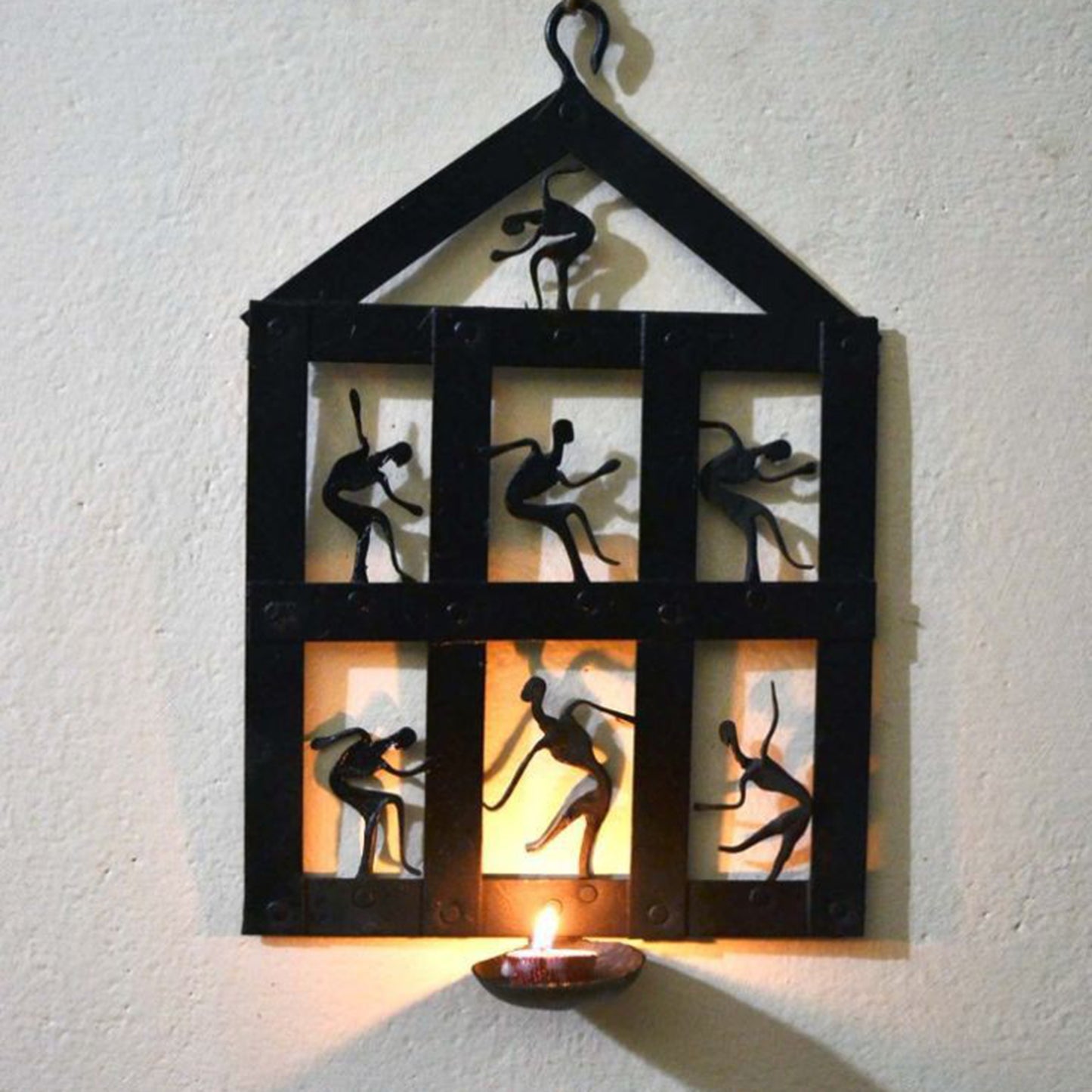 Wrought Iron Tribal Diya Wall Hanging