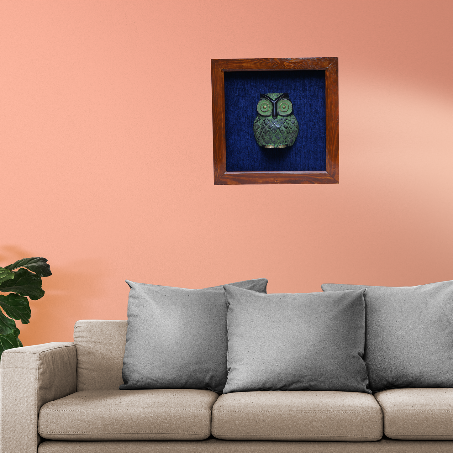 Embrace Elegance with our Brass Owl Wooden Frame