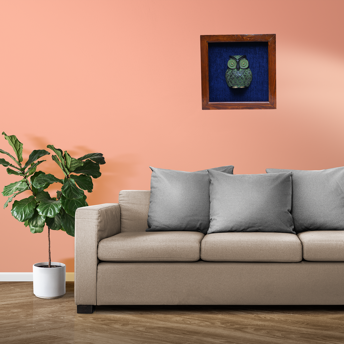 Embrace Elegance with our Brass Owl Wooden Frame