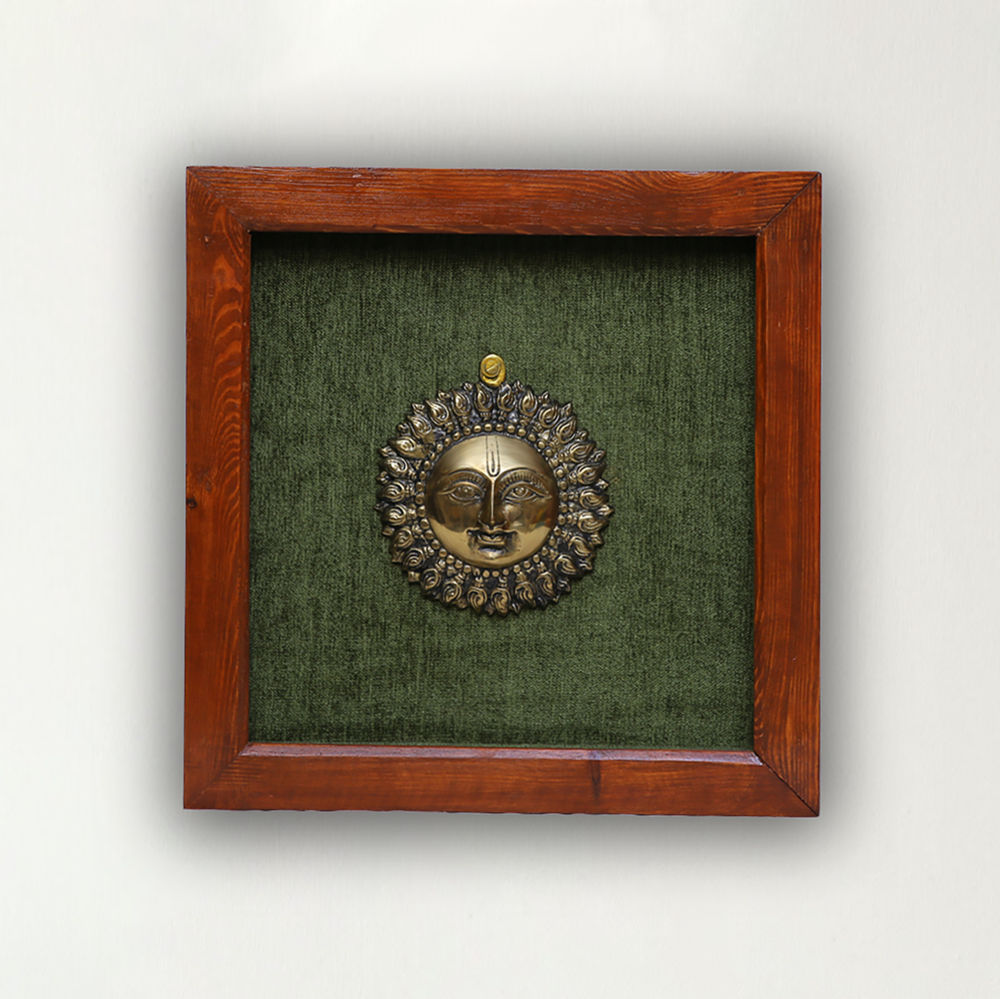 Wooden Frame with Brass Surya Narayana