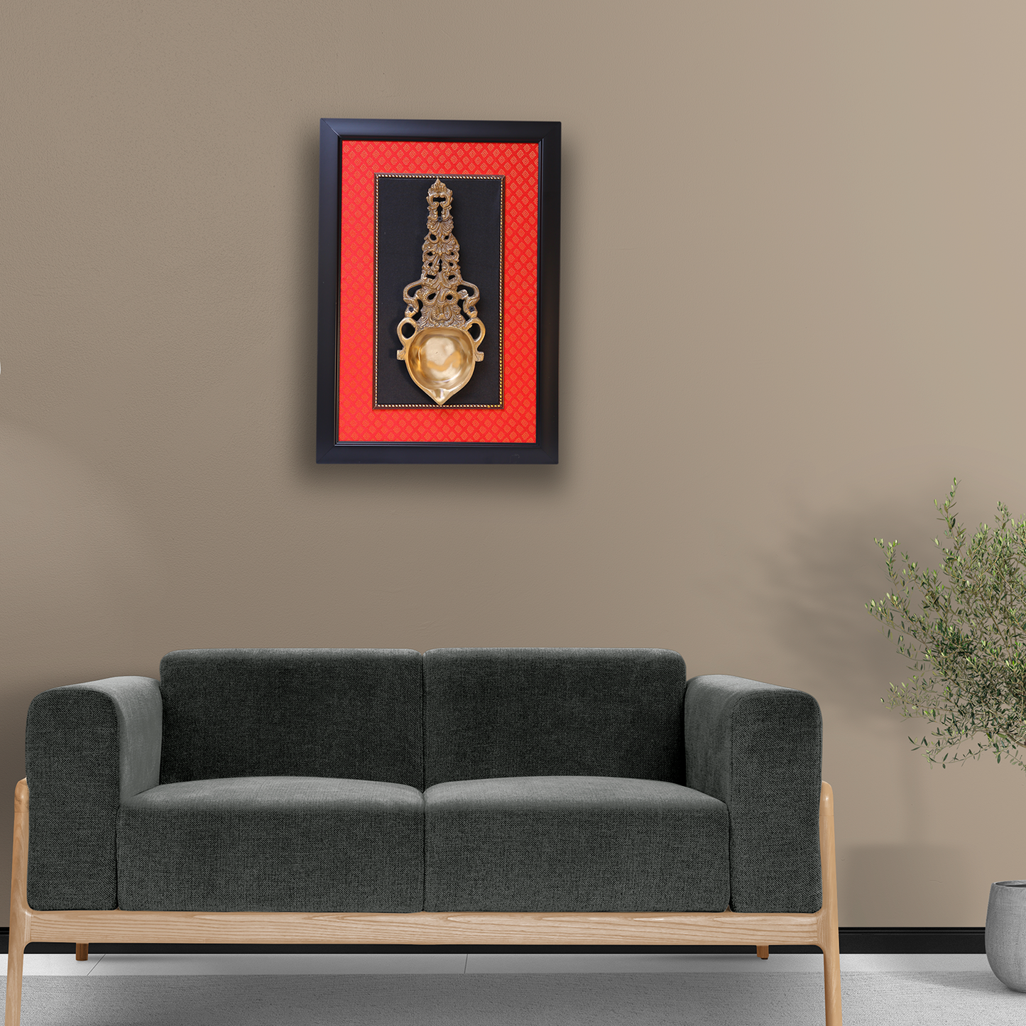 Artistic Brass Aarti Spoon in Fiber Frame