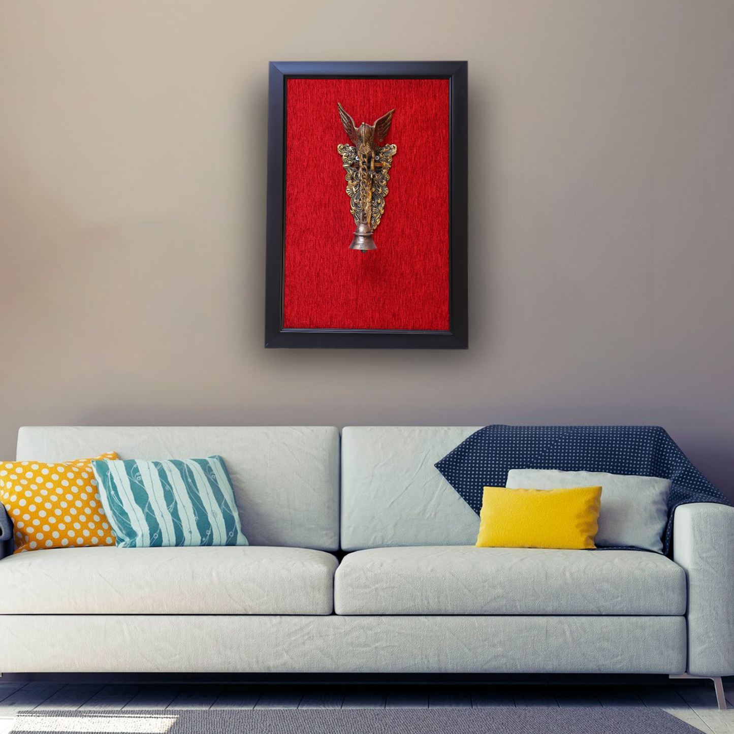 Parrot Bell Wall Hanging with Fiber Frame Wall Décor