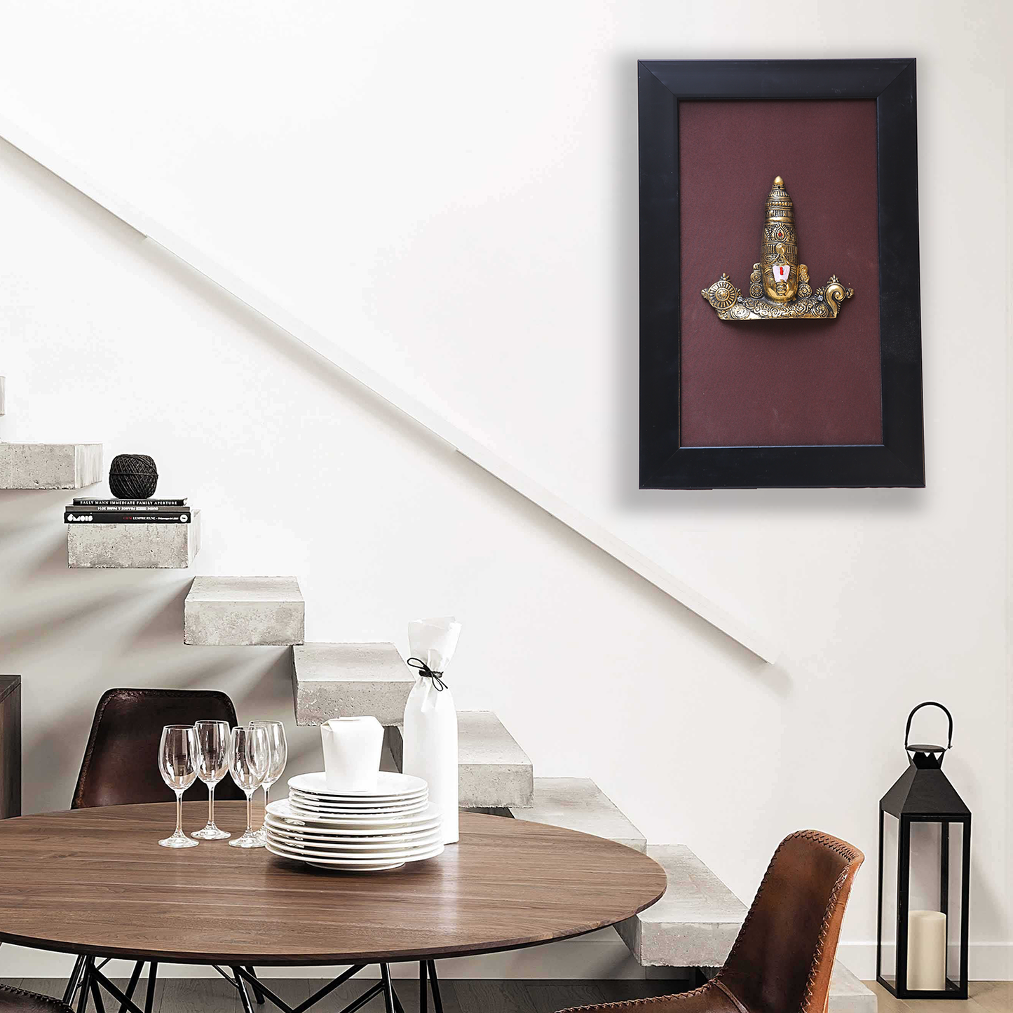 Brass Tirupati Balaji Face in Black Frame