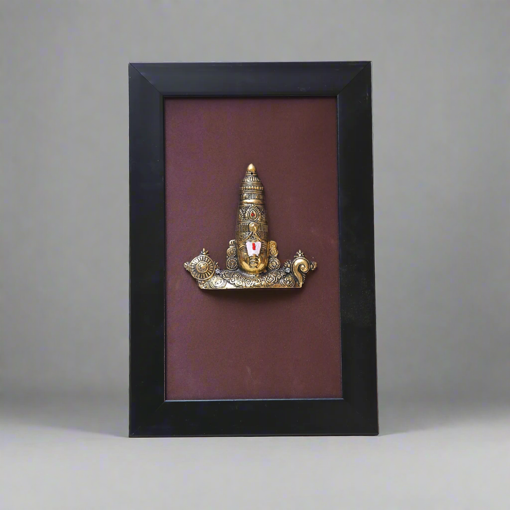 Brass Tirupati Balaji Face in Black Frame