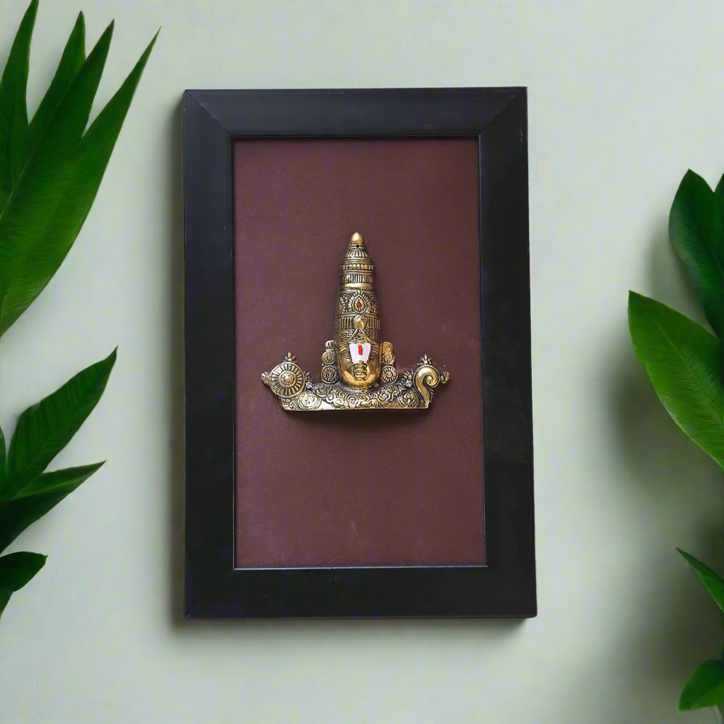 Brass Tirupati Balaji Face in Black Frame