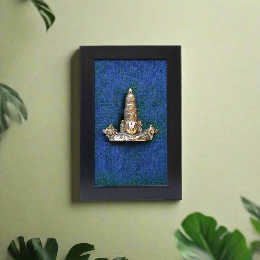 Brass Tirupati Balaji Face in Black Frame