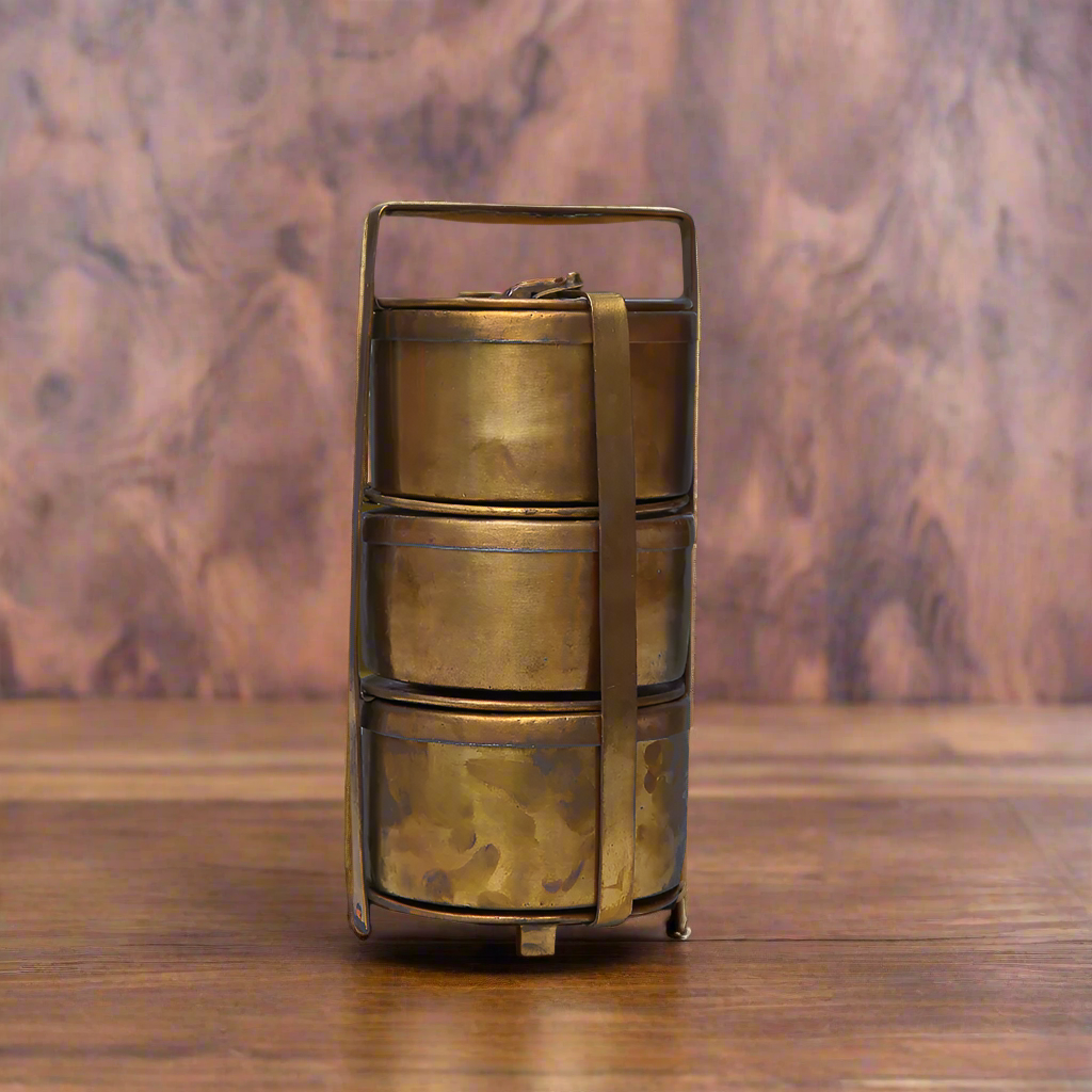 Brass Lunch Box With 3 Compartments