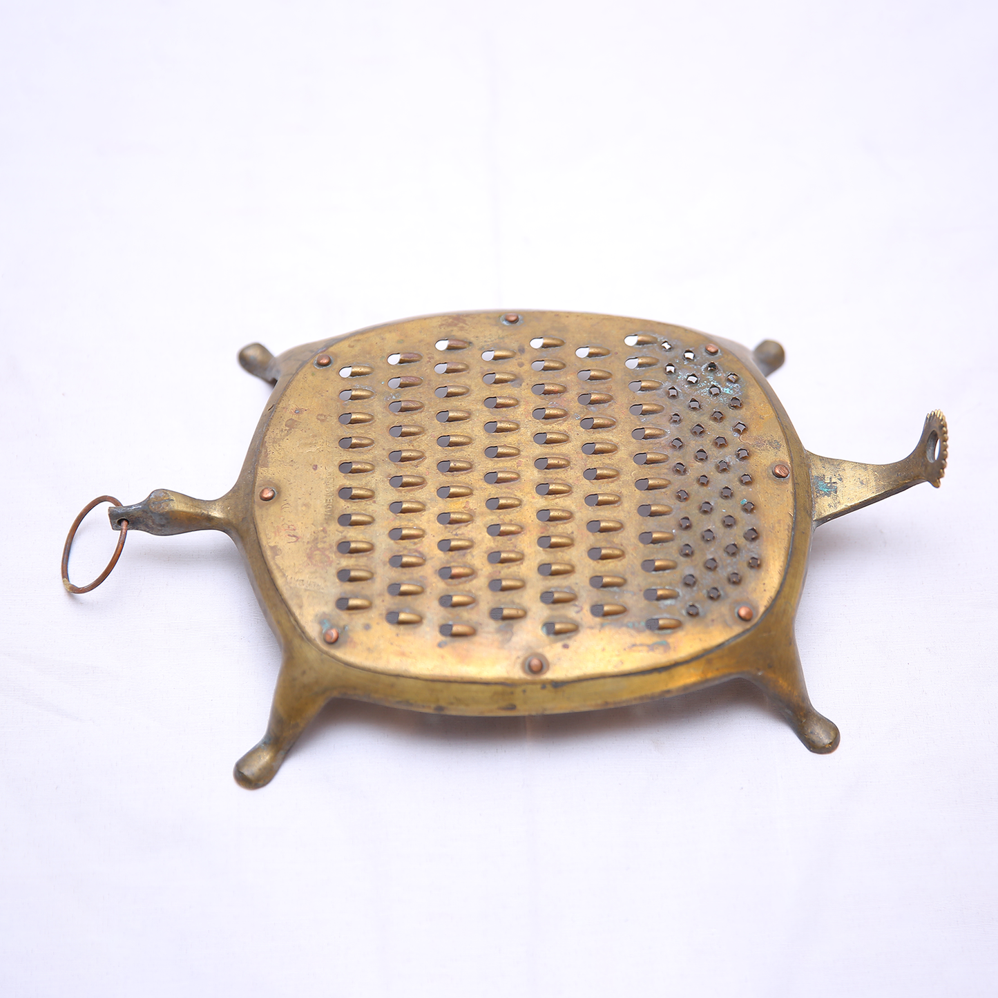 Vintage Brass Tortoise Shaped Cheese Grater with Coconut Scraper | Brass Vegetable Shredder | Vegetable Slicer & Crusher