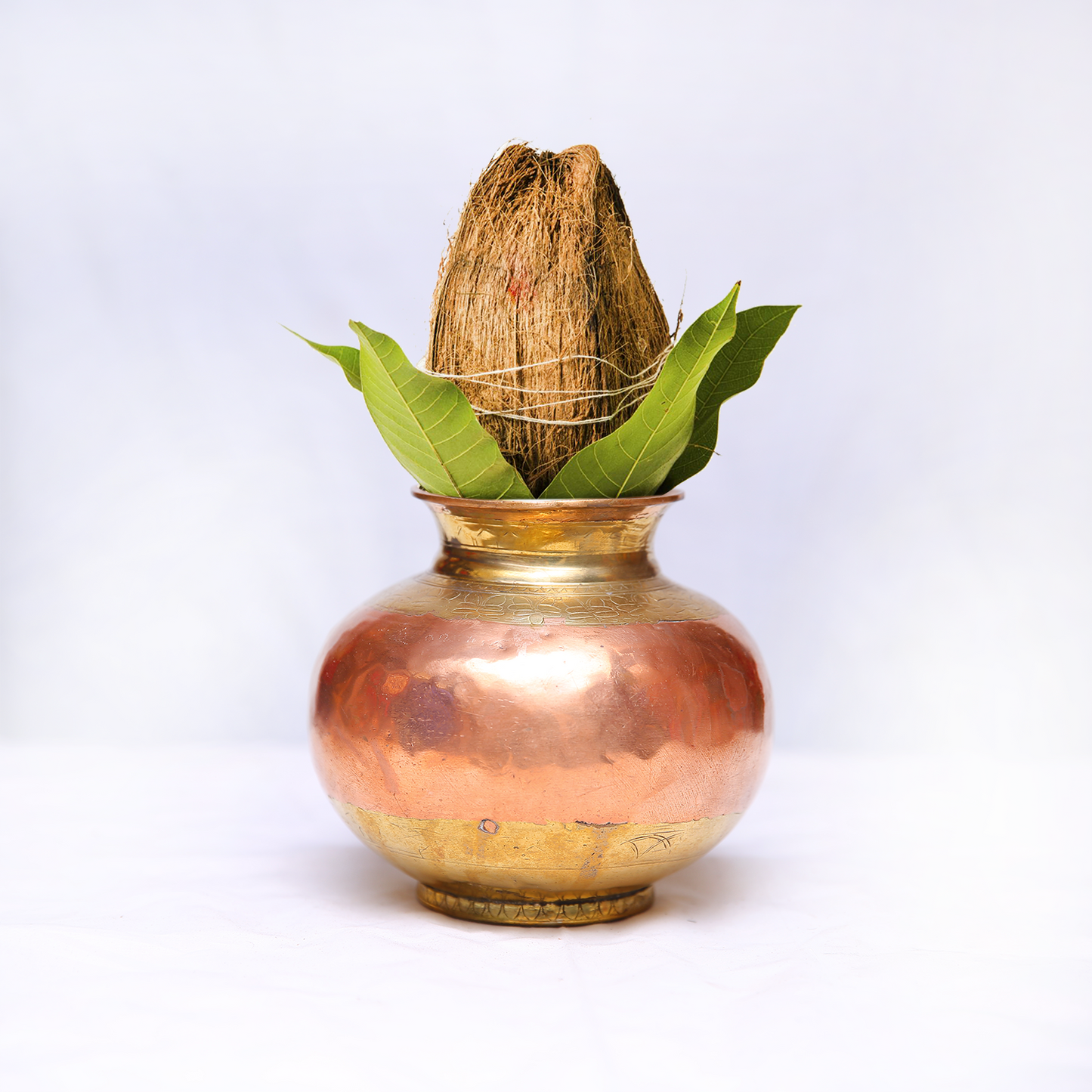 Antique Two Tone Brass & Copper Water Pot