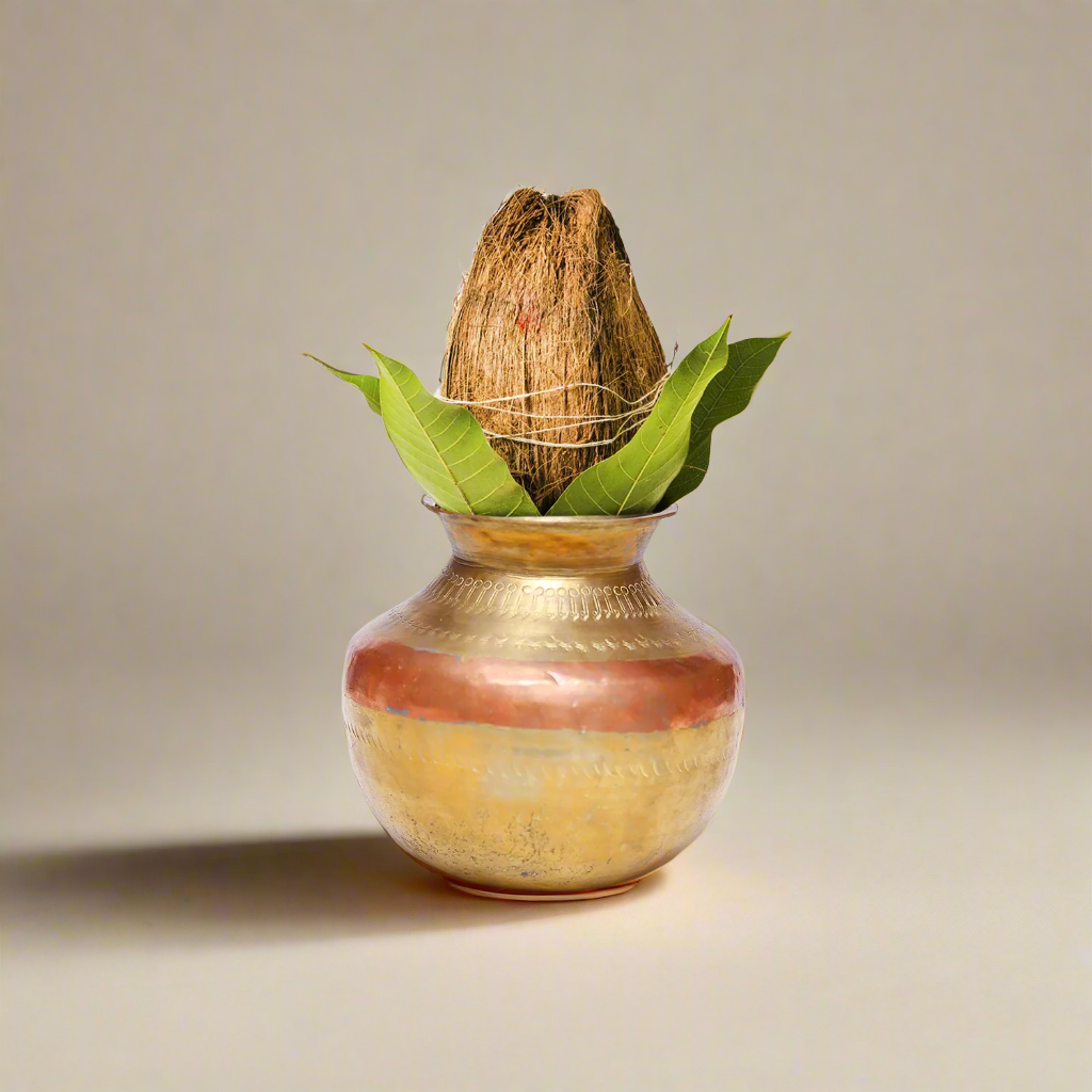 Antique Two Tone Brass & Copper Water Pot