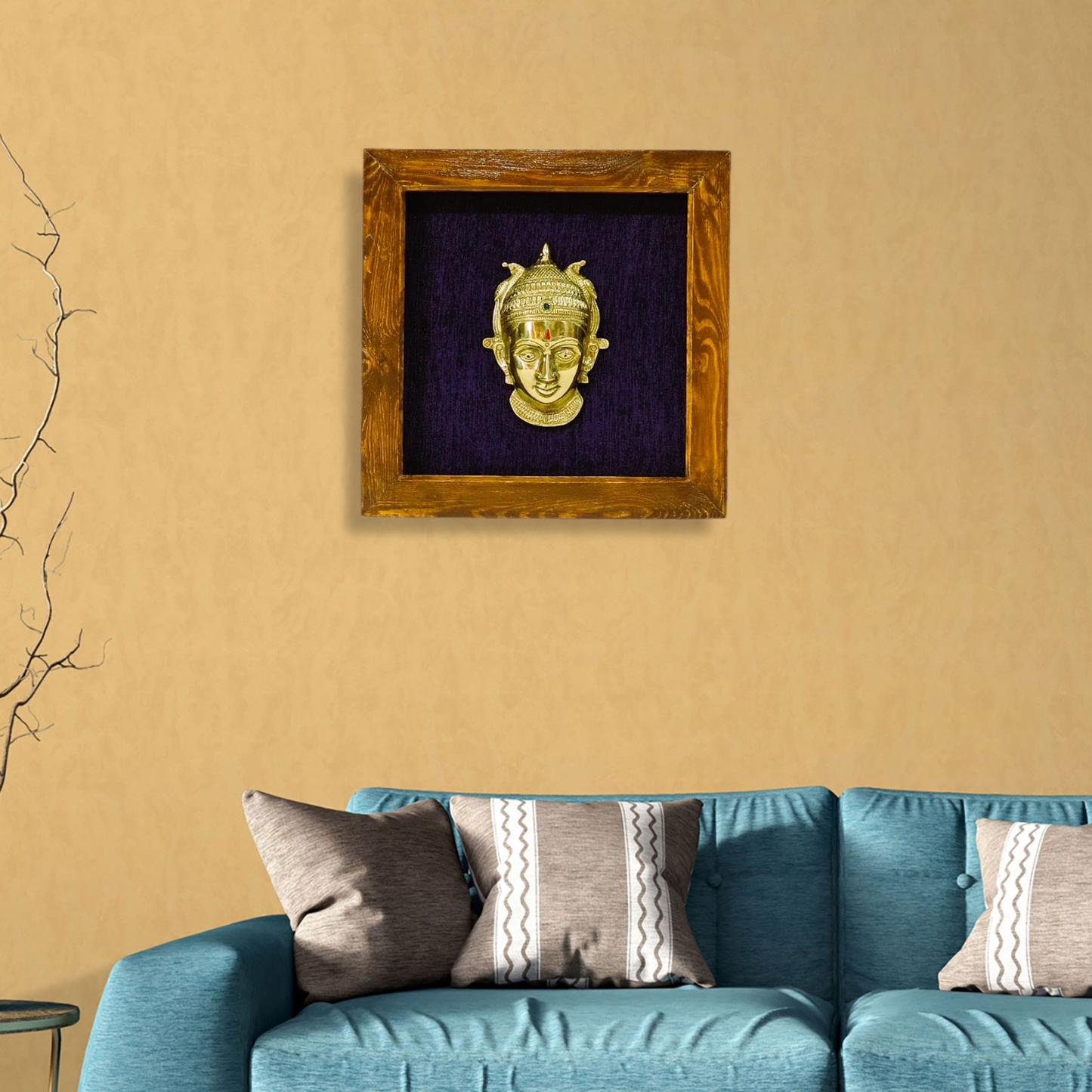 Female figurine in a wooden frame