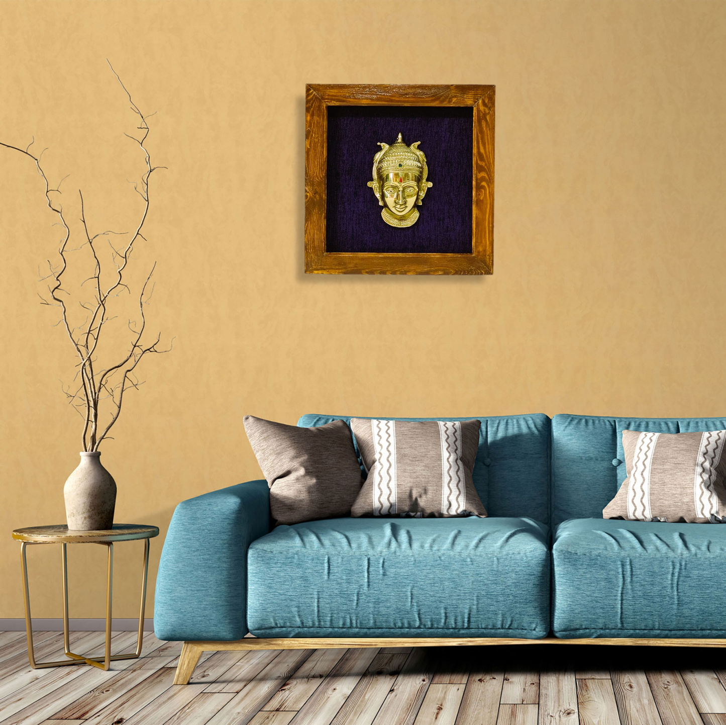 Female figurine in a wooden frame