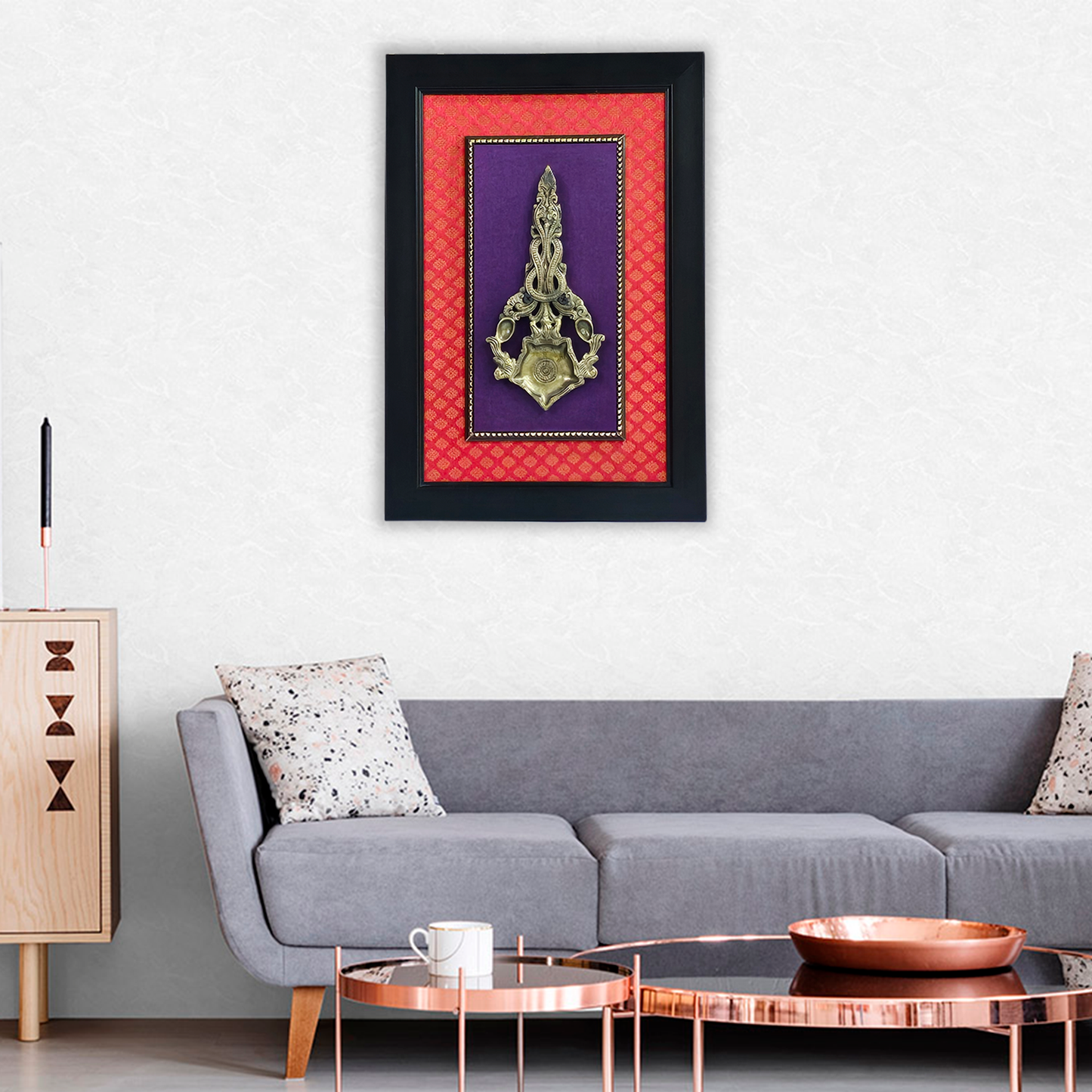 Artistic Brass Aarti Spoon in Fiber Frame