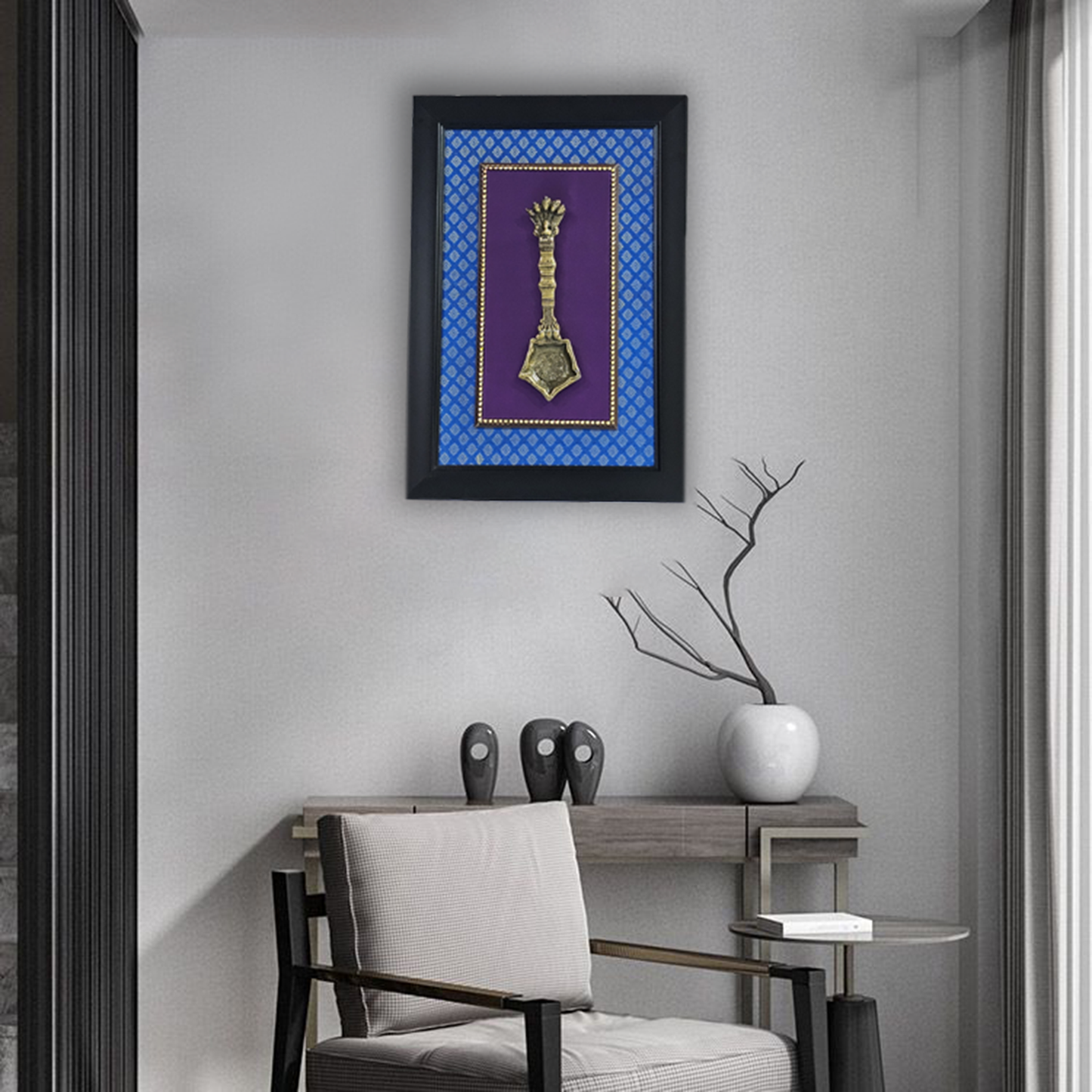 Artistic Brass Aarti Spoon in Fiber Frame