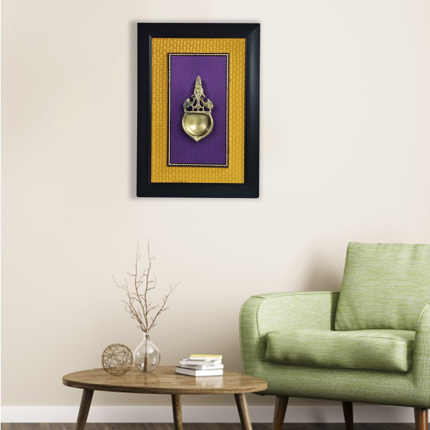 Artistic Brass Aarti Spoon in Fiber Frame