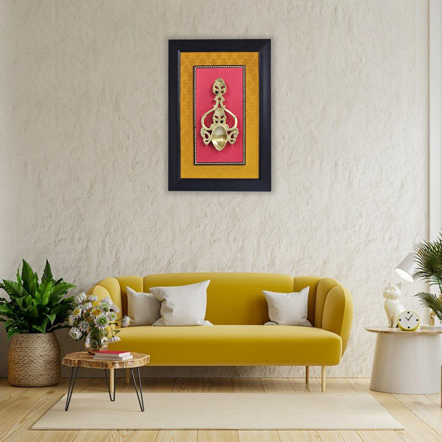 Artistic Brass Aarti Spoon in Fiber Frame