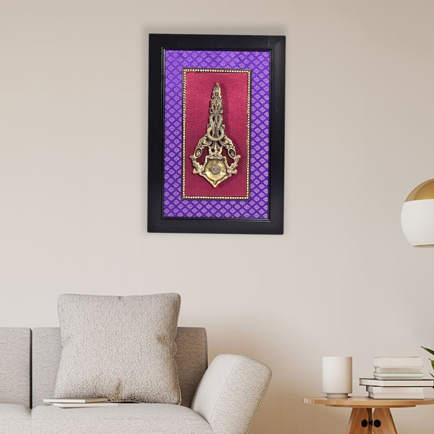 Artistic Brass Aarti Spoon in Fiber Frame