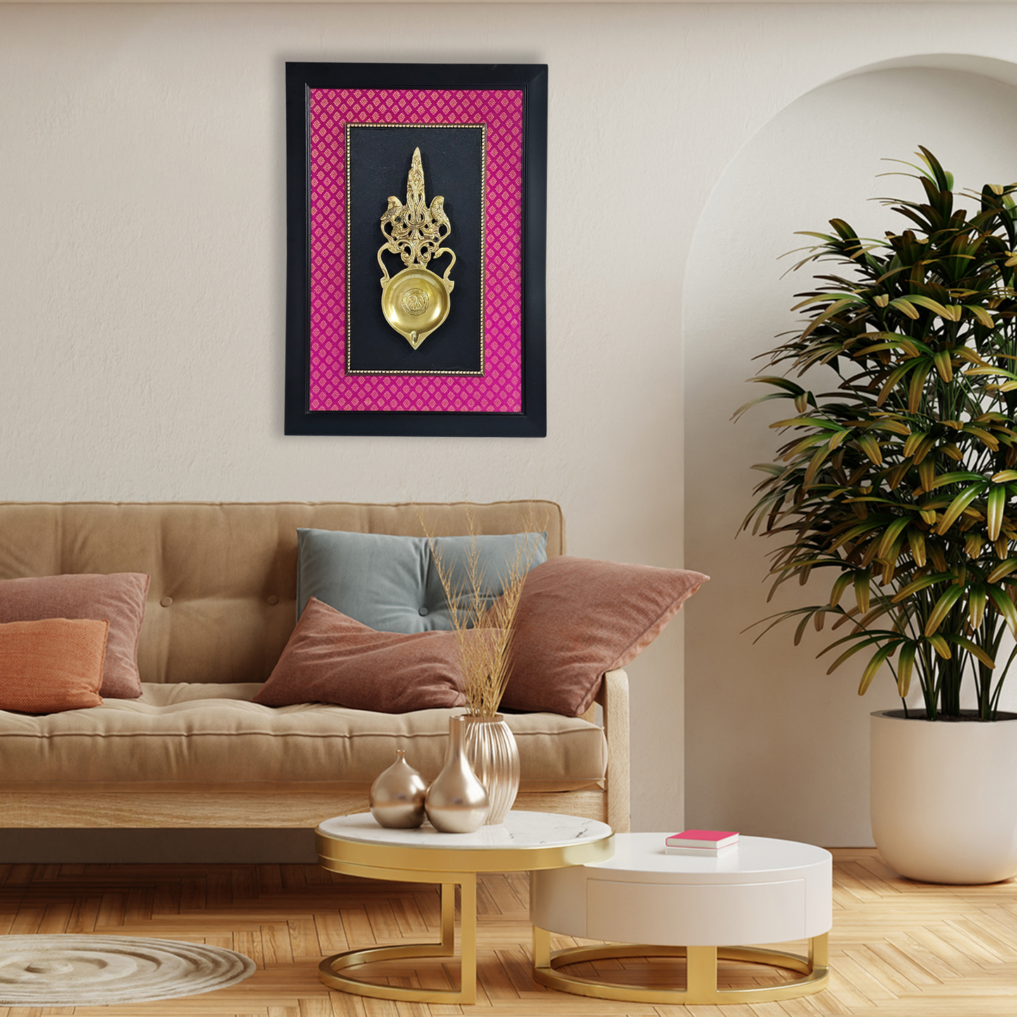 Artistic Brass Aarti Spoon in Fiber Frame