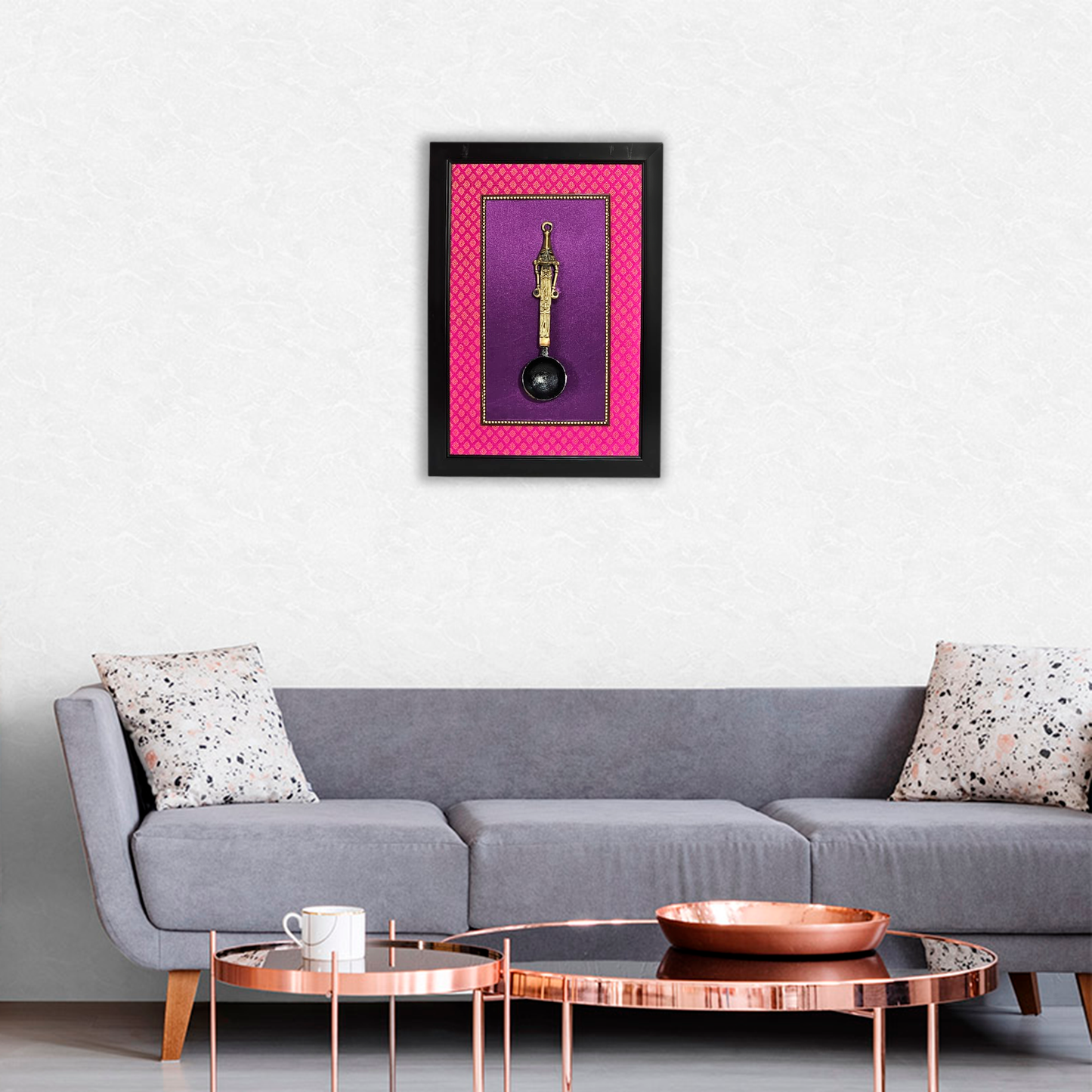 Embrace Tradition with our Brass Kapoor Aarti Spoon in Black Fiber Frame