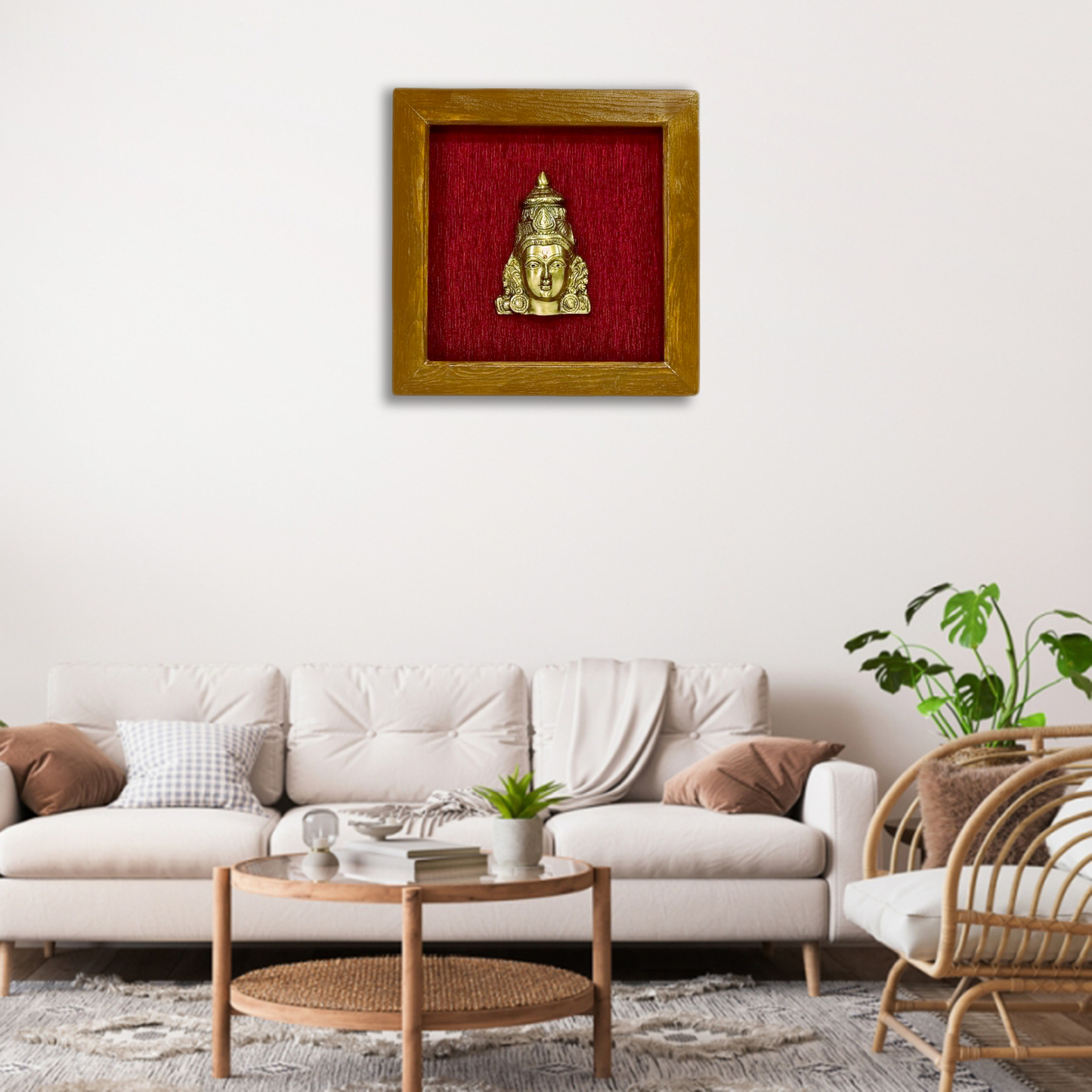 Female figurine in a wooden frame