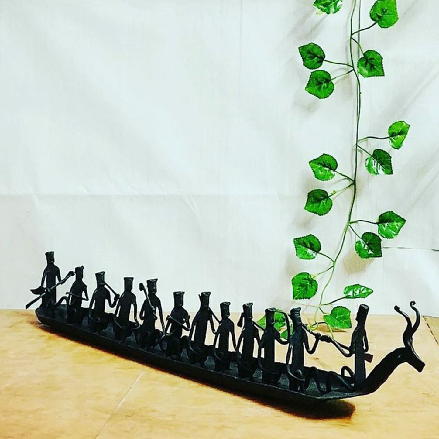 Wrought Iron Deer Kerala Boat Tabletop Showpiece