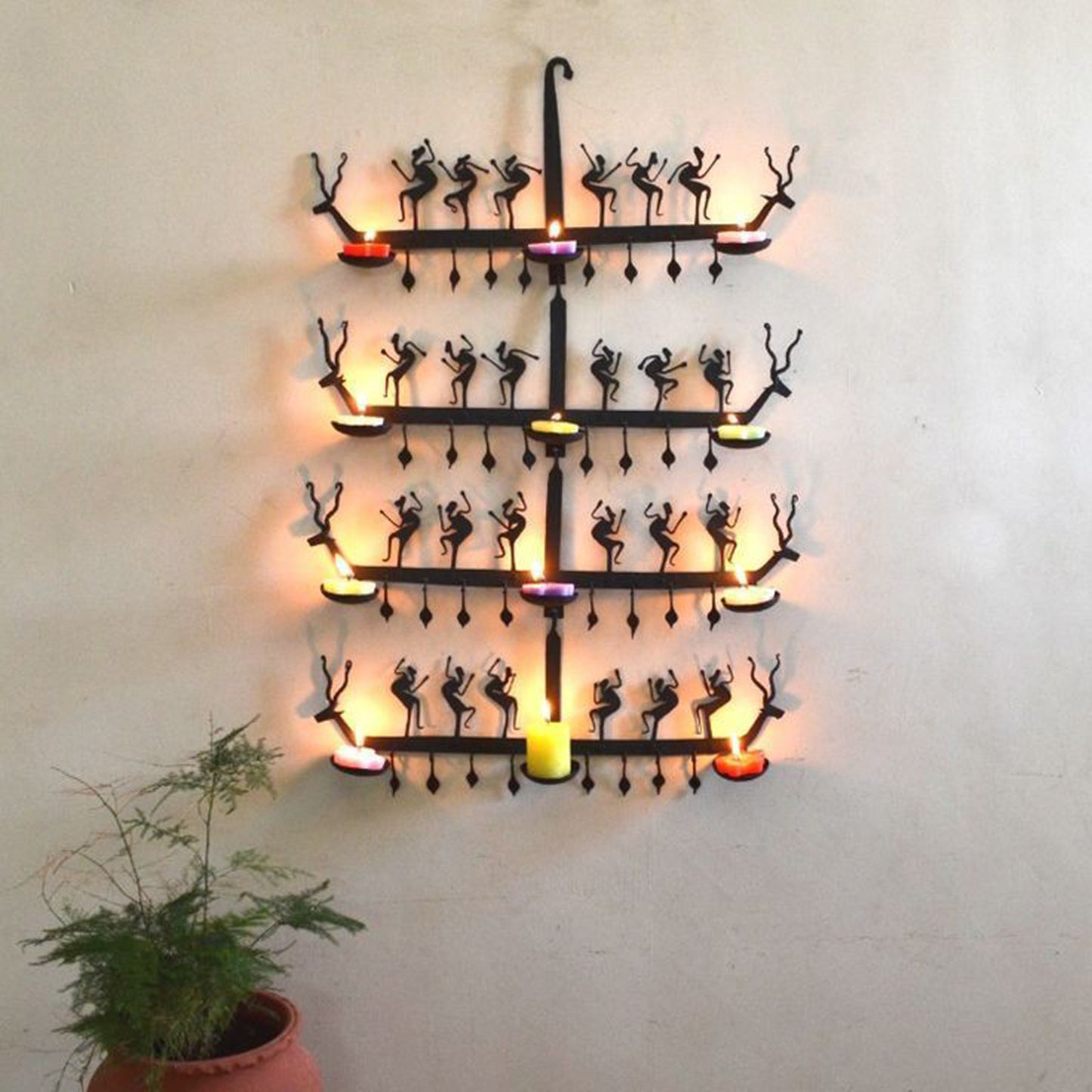 Wrought Iron 12 Tea Light Holder Metal Wall Hanging
