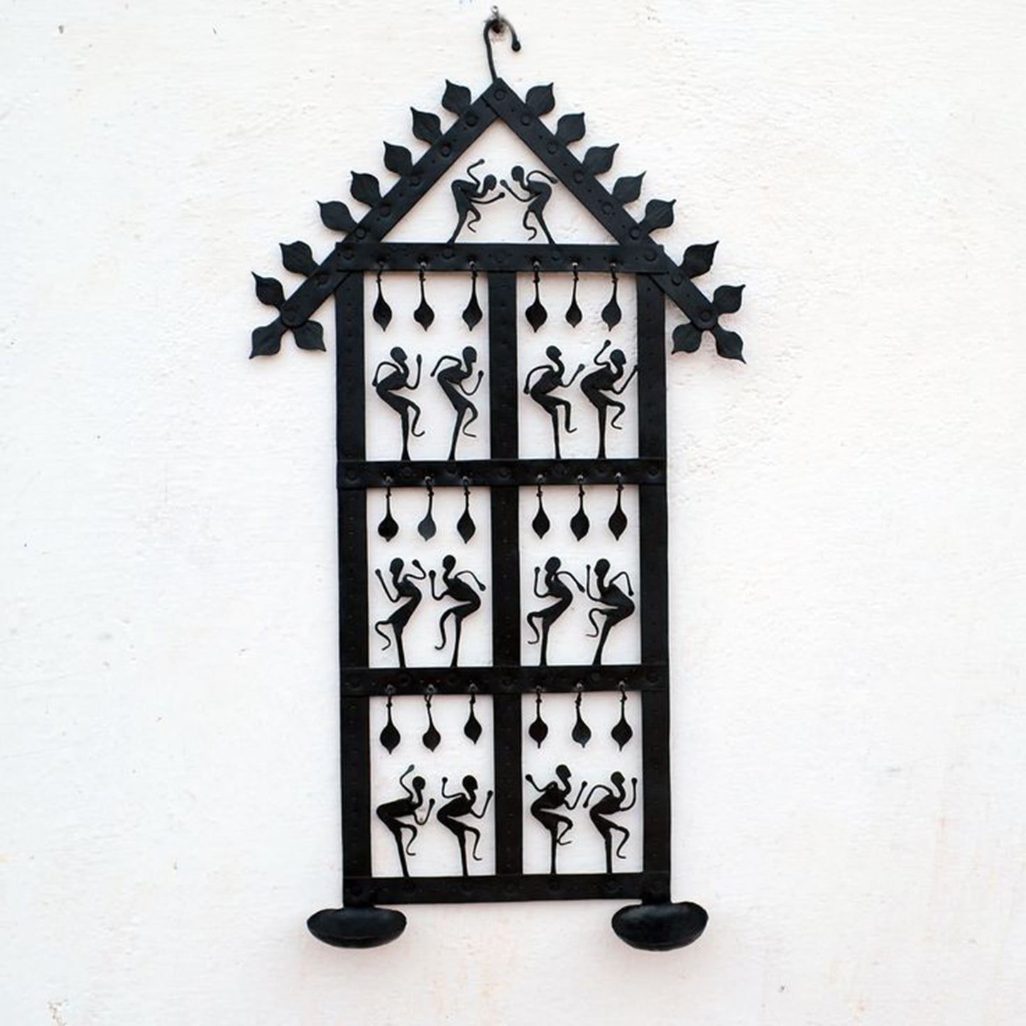 Wrought Iron Tribal Wall Hanging Multi-Tea Light Holder