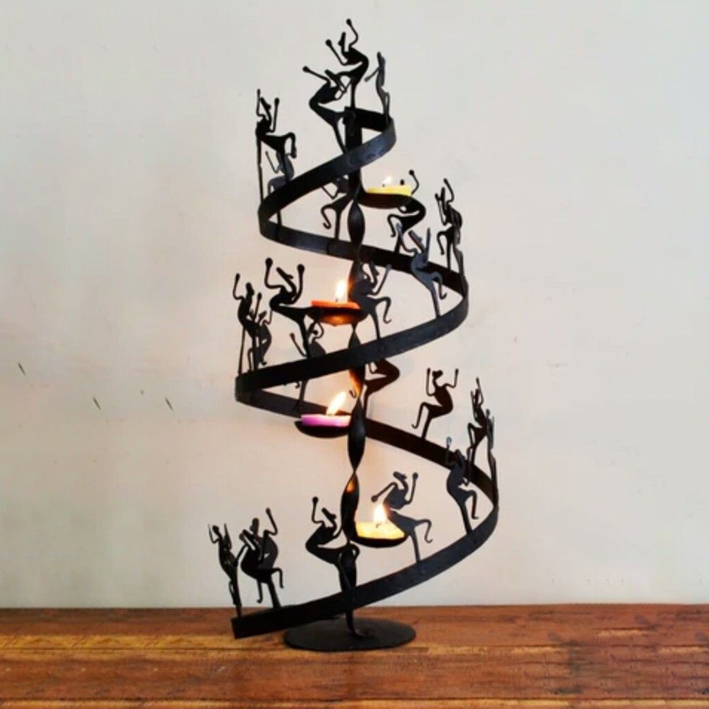 Wrought Iron Tea Light Holder Tribal Wall Hanging