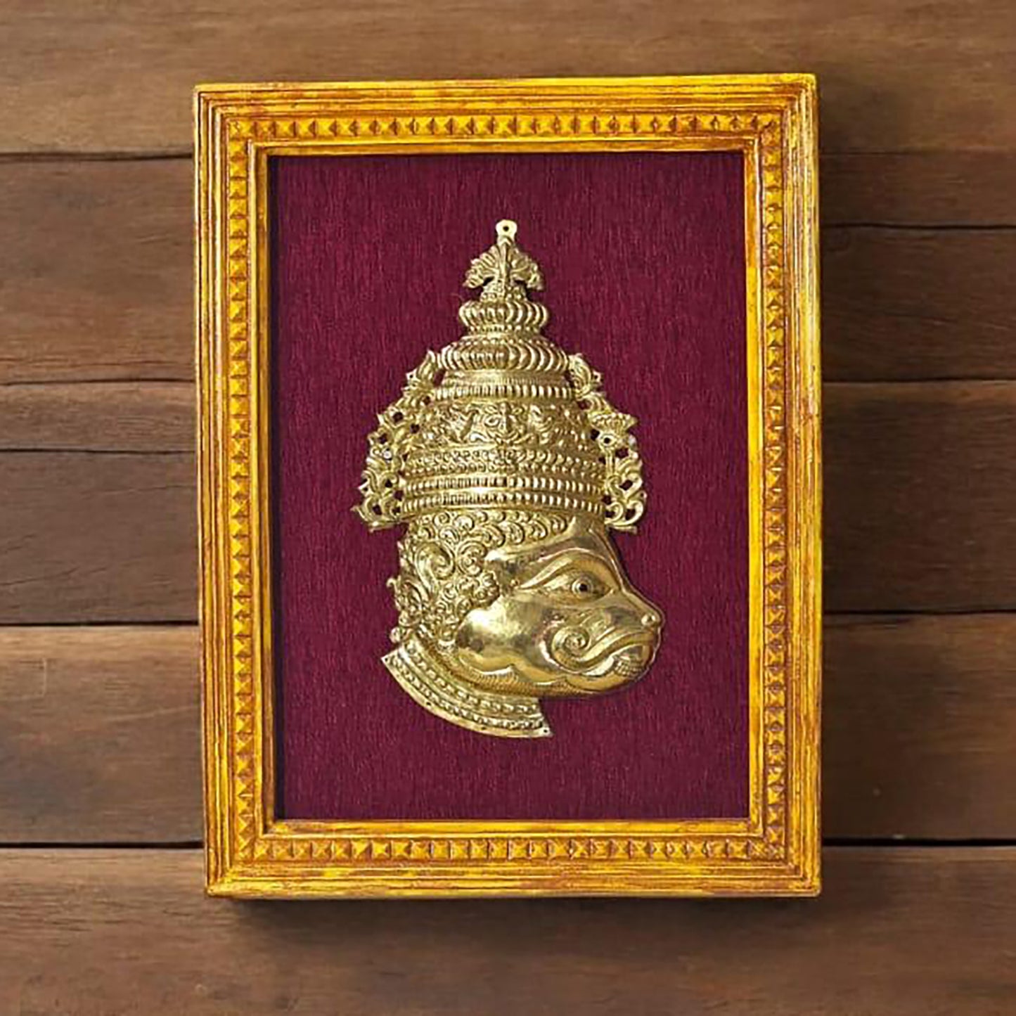 Brass Hanuman Mukha in Ornate Wall Frame