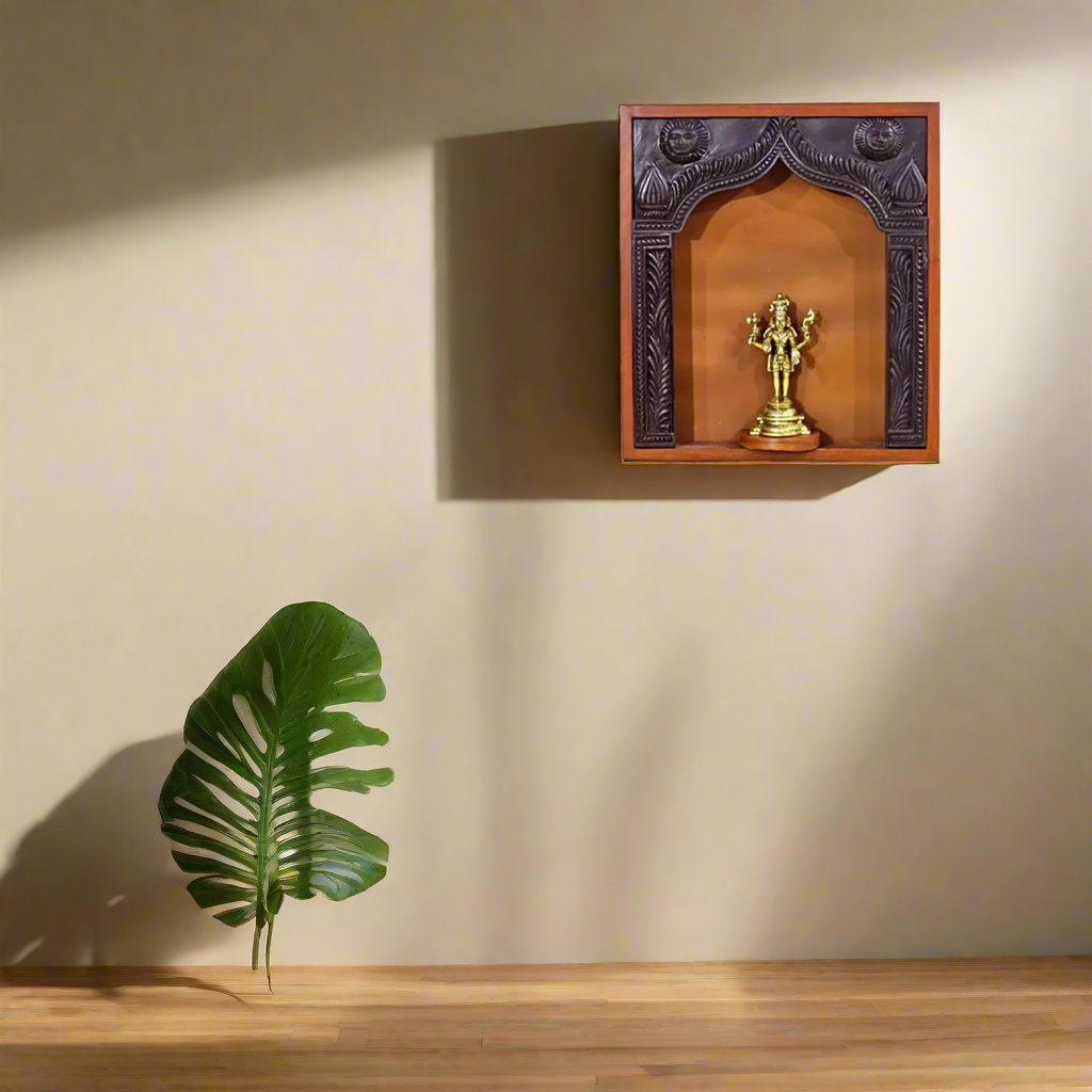 Brass Lord Shiva Idol in Wooden Wall Frame