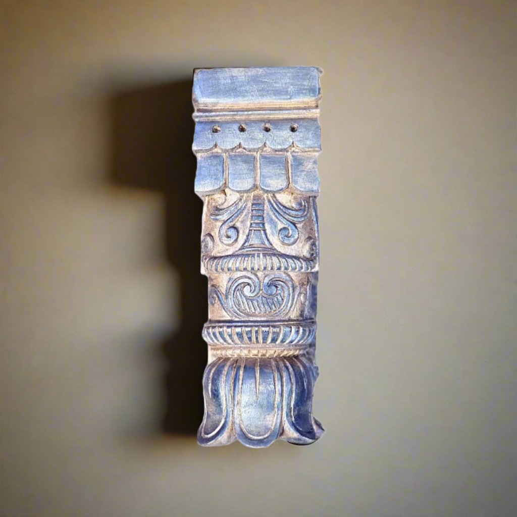Handcrafted Blue Wooden Wall Bracket - Pair
