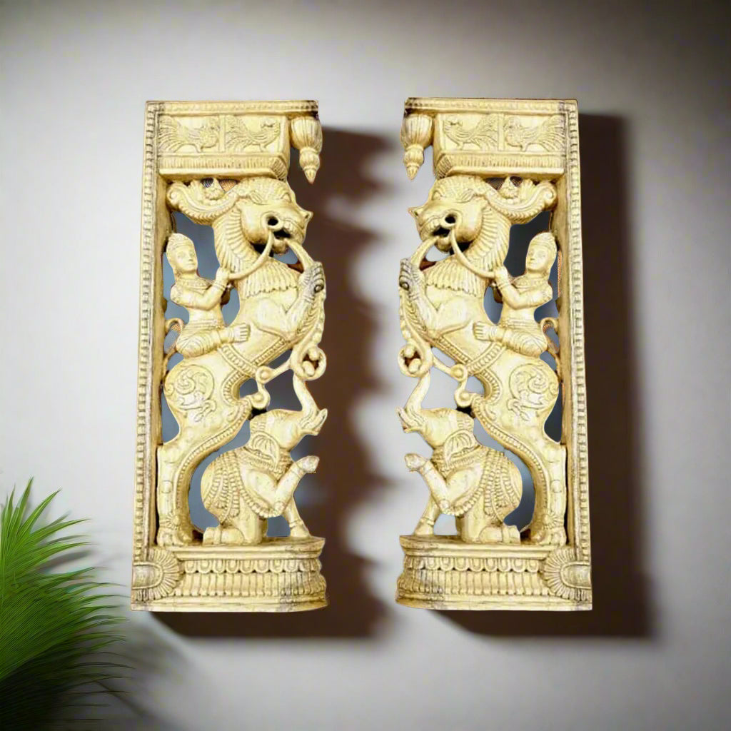 Handcrafted Wooden Wall Brackets - Pair