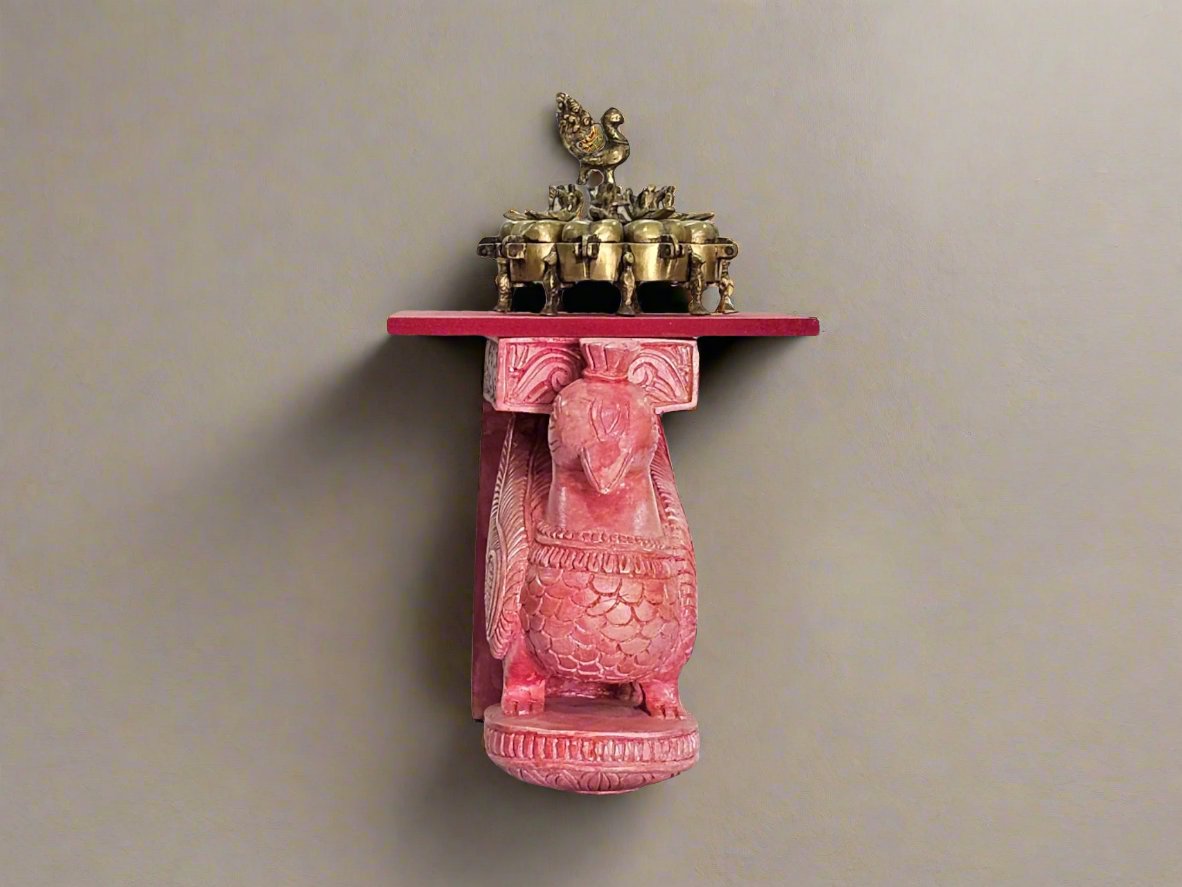 Handcrafted Wooden Peacock Bracket