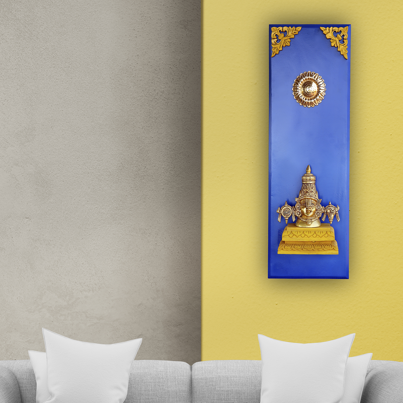 Beautiful Brass Idol of Lord Venkateshwara in Wooden Frame