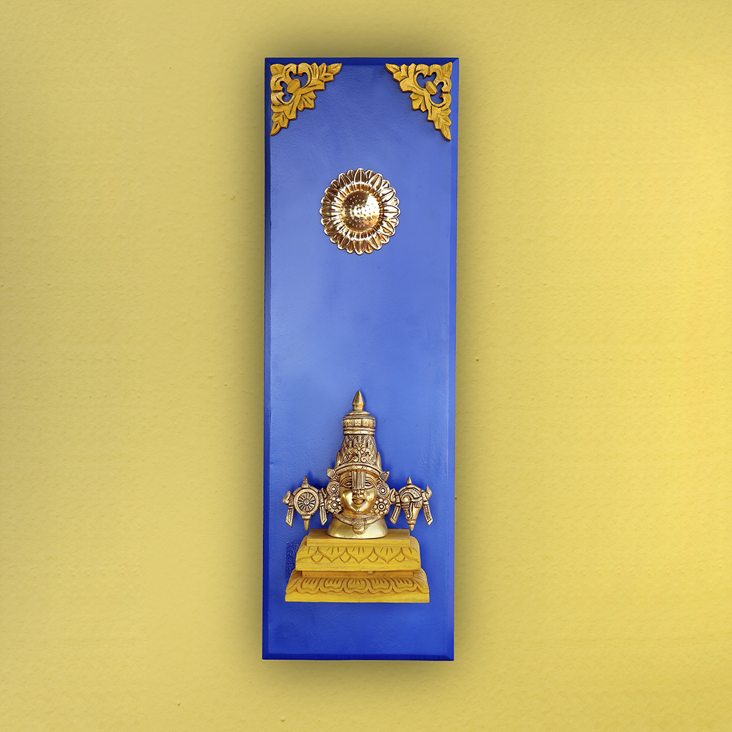 Beautiful Brass Idol of Lord Venkateshwara in Wooden Frame