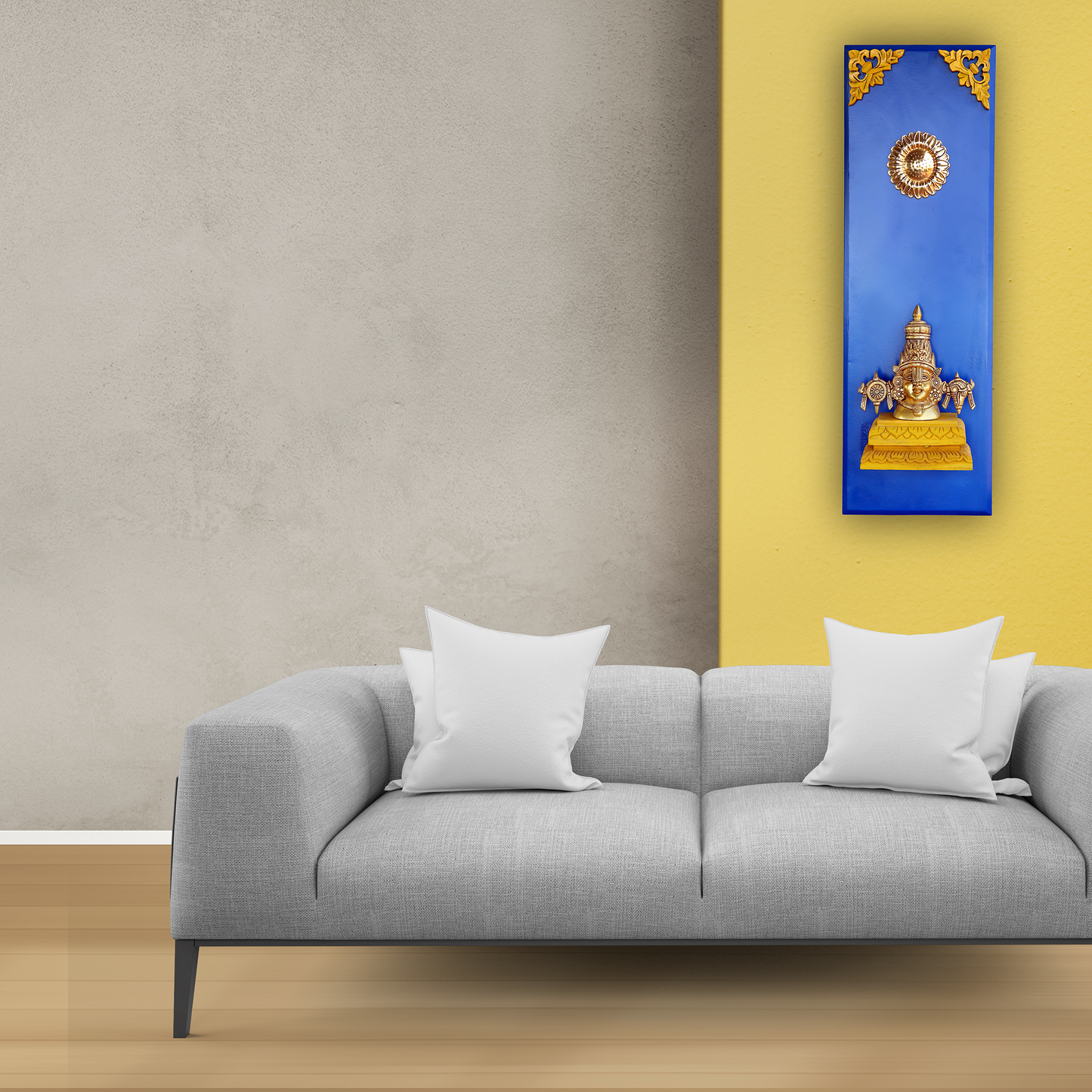 Beautiful Brass Idol of Lord Venkateshwara in Wooden Frame