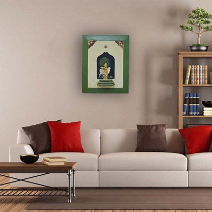 Brass Lord Krishna Wooden Frame