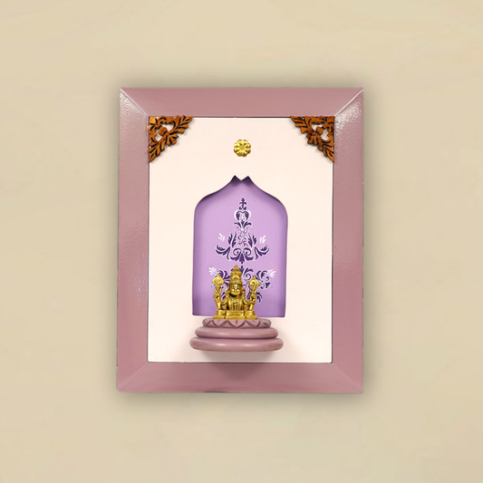 Lord Balaji Brass Face Idol with Shank and Chakra in Wooden Frame
