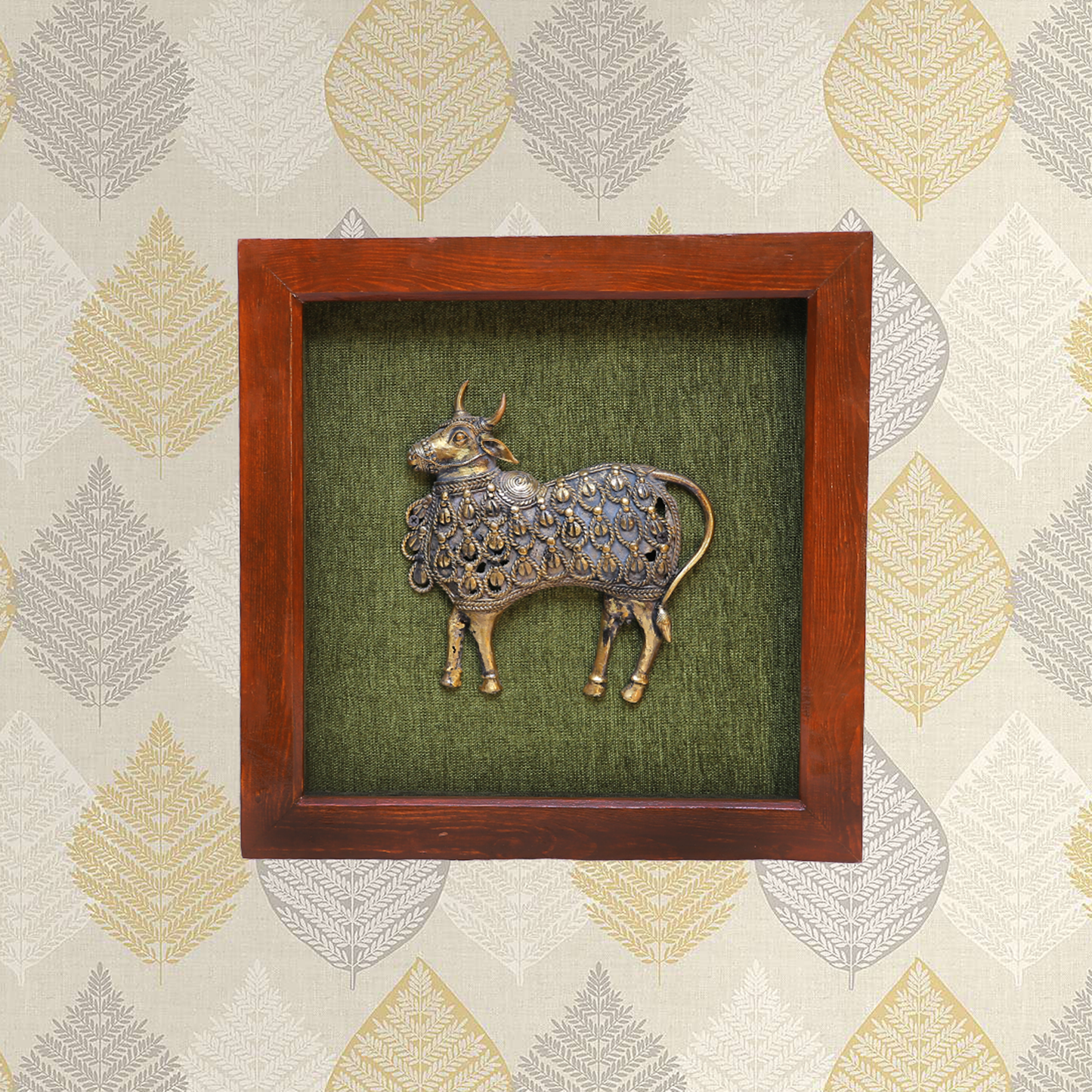 Nandi Figurine in Wooden Frame