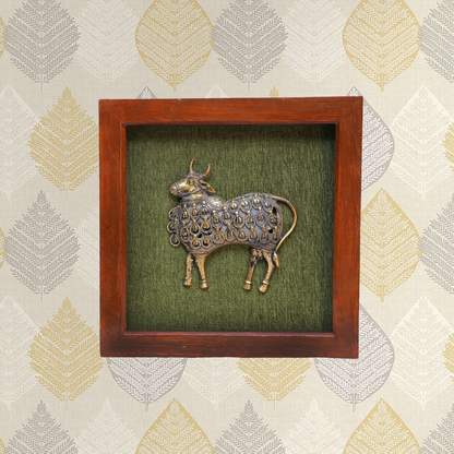 Nandi Figurine in Wooden Frame