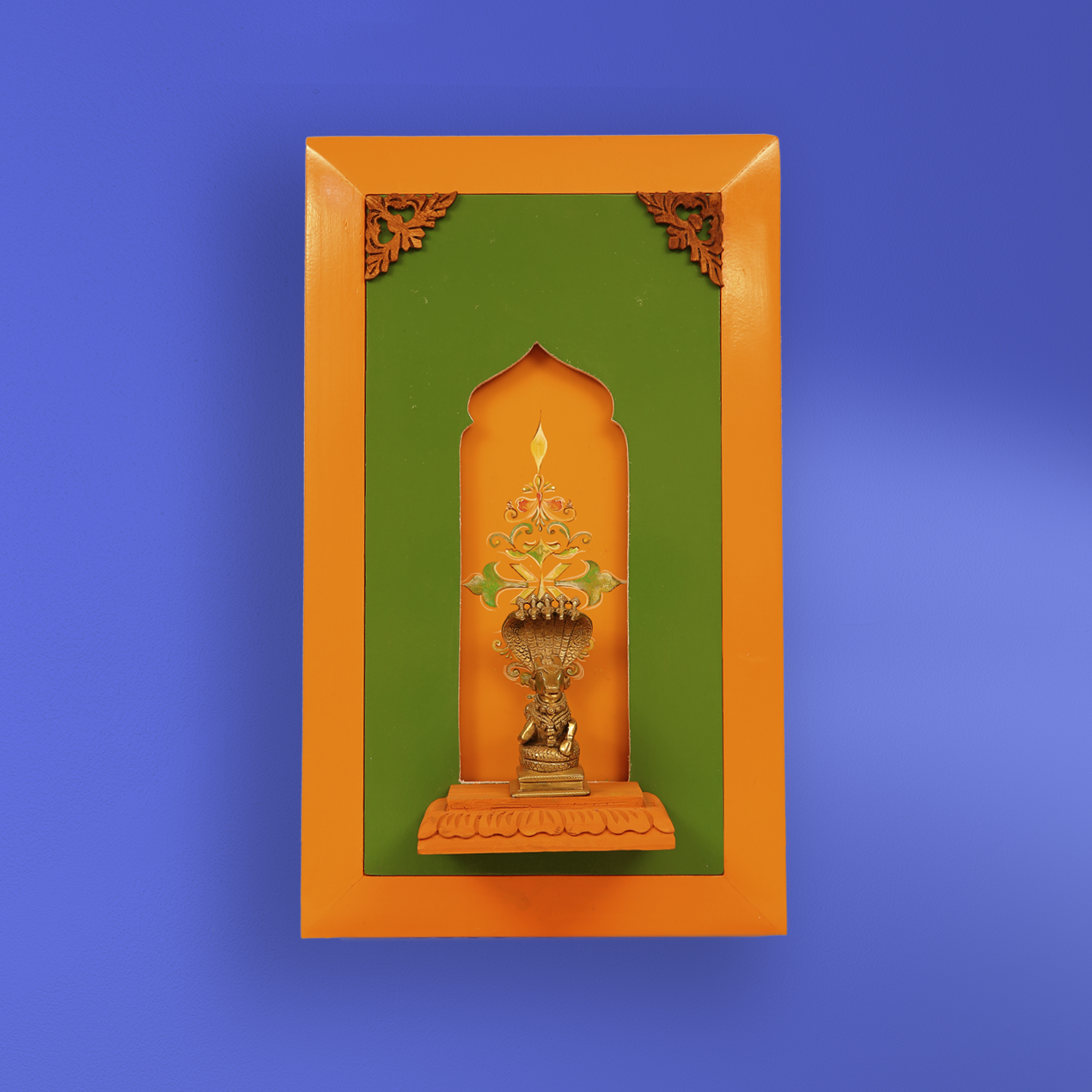 Brass Nandi in Wooden Frame