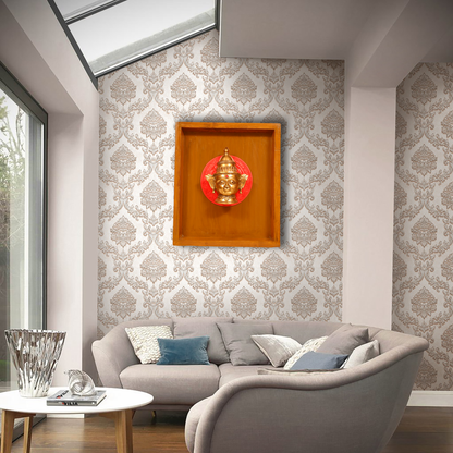 Brass Gauri Mukhalingam Encased in a Wooden Frame