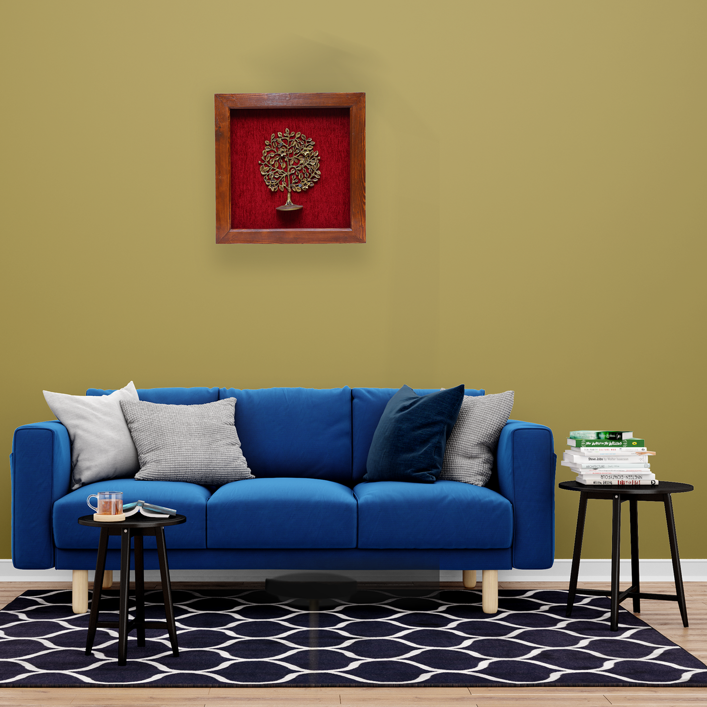 Brass Kalpavriksha Tree Art in Wooden Frame