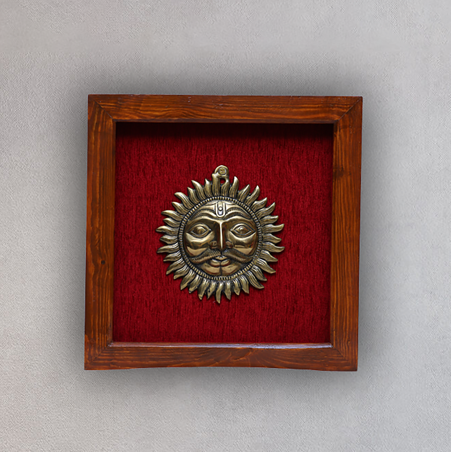 Wooden Frame with Brass Surya Narayana