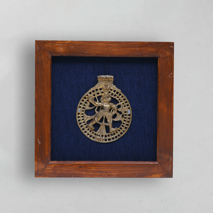 Wooden Frame with Brass Hanuman with Sheshnag