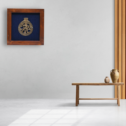 Wooden Frame with Brass Hanuman with Sheshnag