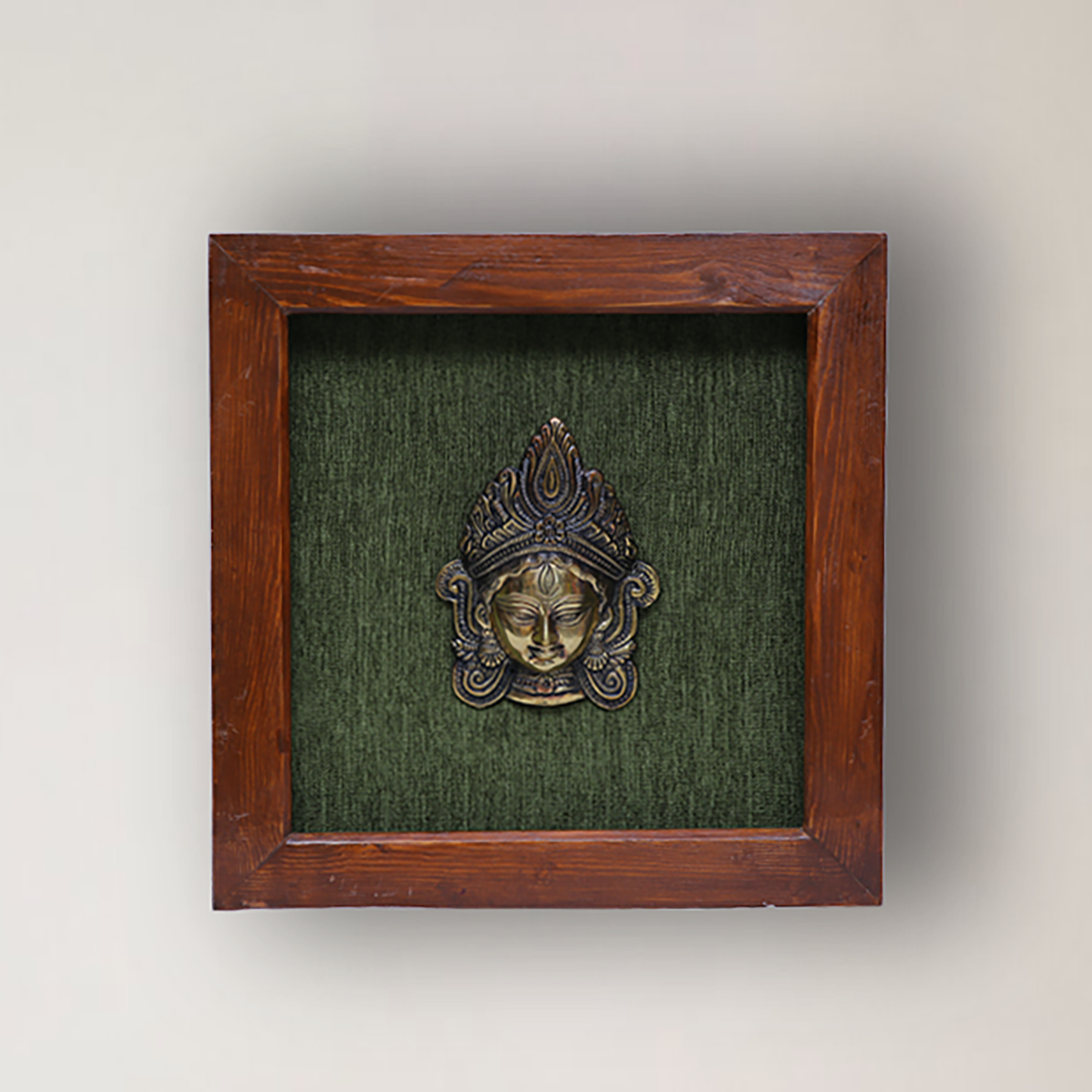 Goddess Durga Brass Idol Framed