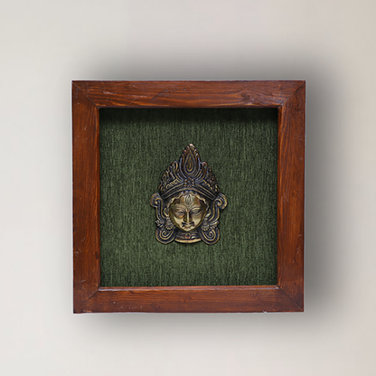 Goddess Durga Brass Idol Framed
