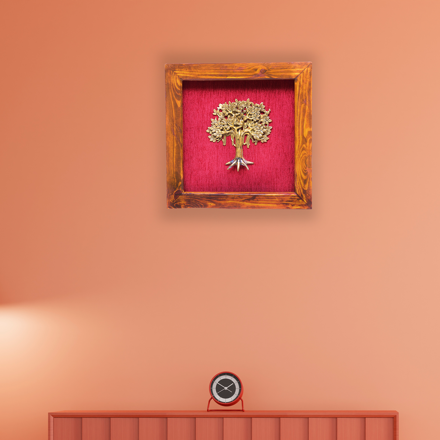 Brass Kalpavriksha Wall Hanging in Wooden Frame