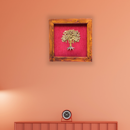 Brass Kalpavriksha Wall Hanging in Wooden Frame